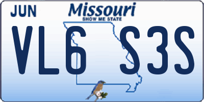 MO license plate VL6S3S