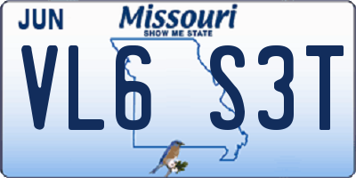 MO license plate VL6S3T