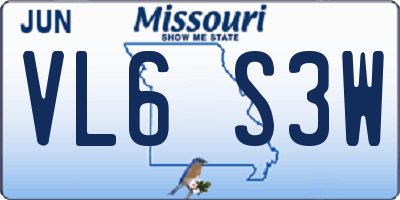 MO license plate VL6S3W