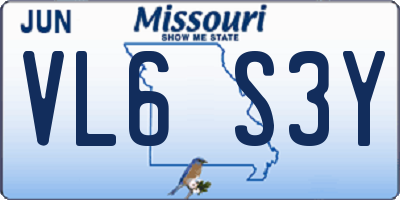 MO license plate VL6S3Y