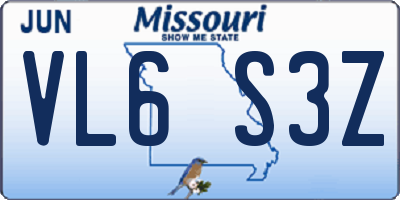 MO license plate VL6S3Z