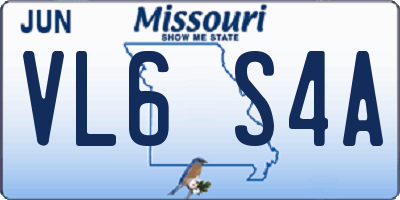 MO license plate VL6S4A