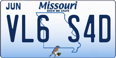 MO license plate VL6S4D