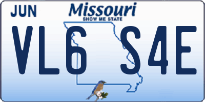 MO license plate VL6S4E