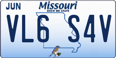 MO license plate VL6S4V