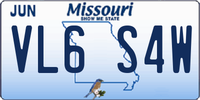 MO license plate VL6S4W