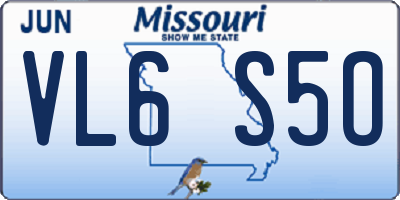 MO license plate VL6S5O