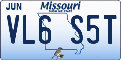 MO license plate VL6S5T