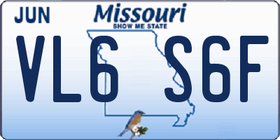 MO license plate VL6S6F