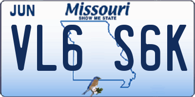 MO license plate VL6S6K