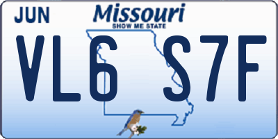 MO license plate VL6S7F