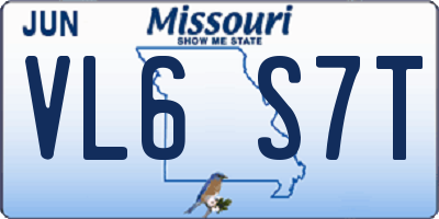 MO license plate VL6S7T