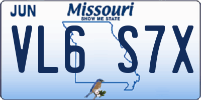 MO license plate VL6S7X