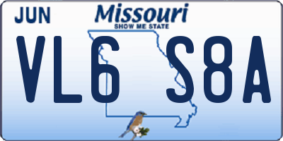 MO license plate VL6S8A