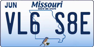 MO license plate VL6S8E