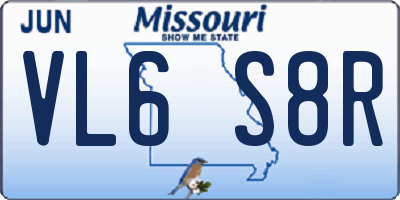 MO license plate VL6S8R