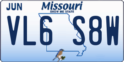 MO license plate VL6S8W