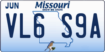 MO license plate VL6S9A