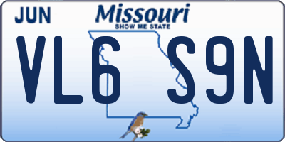 MO license plate VL6S9N