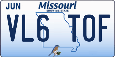 MO license plate VL6T0F