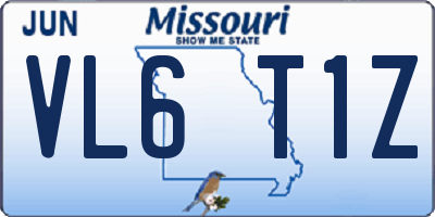 MO license plate VL6T1Z