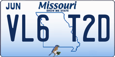MO license plate VL6T2D