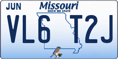 MO license plate VL6T2J