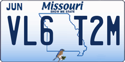MO license plate VL6T2M