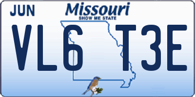 MO license plate VL6T3E