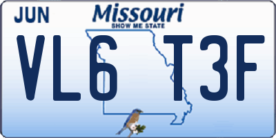MO license plate VL6T3F