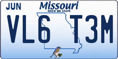 MO license plate VL6T3M