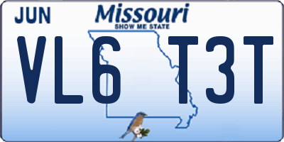 MO license plate VL6T3T