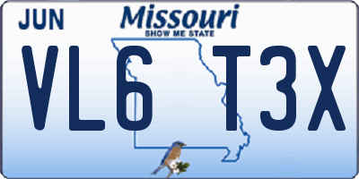 MO license plate VL6T3X