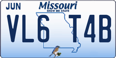 MO license plate VL6T4B