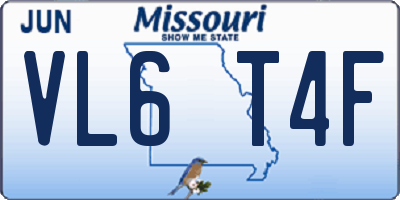 MO license plate VL6T4F