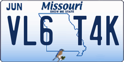 MO license plate VL6T4K