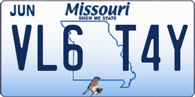 MO license plate VL6T4Y
