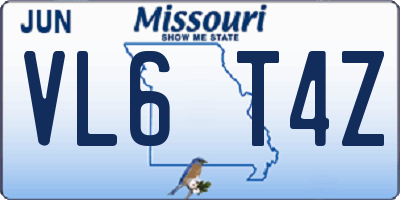 MO license plate VL6T4Z