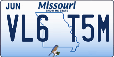 MO license plate VL6T5M