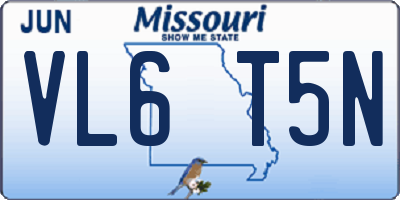 MO license plate VL6T5N