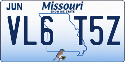 MO license plate VL6T5Z