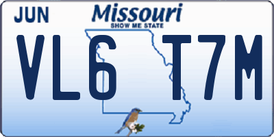 MO license plate VL6T7M