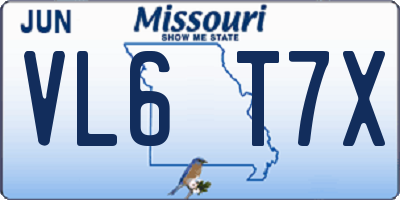 MO license plate VL6T7X