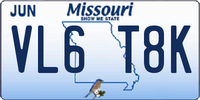 MO license plate VL6T8K