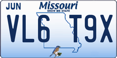 MO license plate VL6T9X