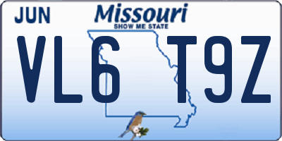 MO license plate VL6T9Z