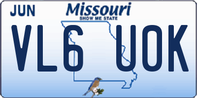 MO license plate VL6U0K
