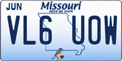 MO license plate VL6U0W
