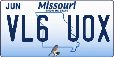 MO license plate VL6U0X