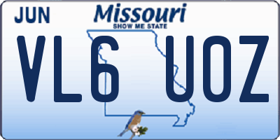 MO license plate VL6U0Z